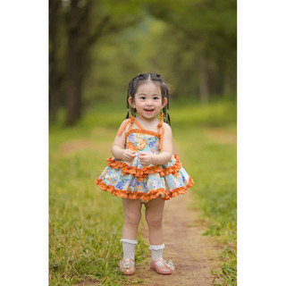 VÁY TBN HOA CAM_ BabyBeer Design_ Hàng chính phẩm_Loại 1