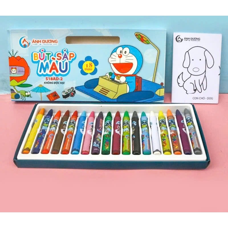 Bút Sáp Màu - Doraemon - Ánh Dương 12/18/24 màu - Màu Tươi Sáng, Không Độc Hại