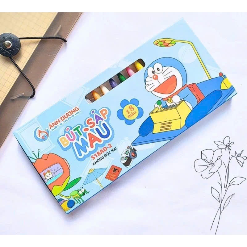 Bút Sáp Màu - Doraemon - Ánh Dương 12/18/24 màu - Màu Tươi Sáng, Không Độc Hại