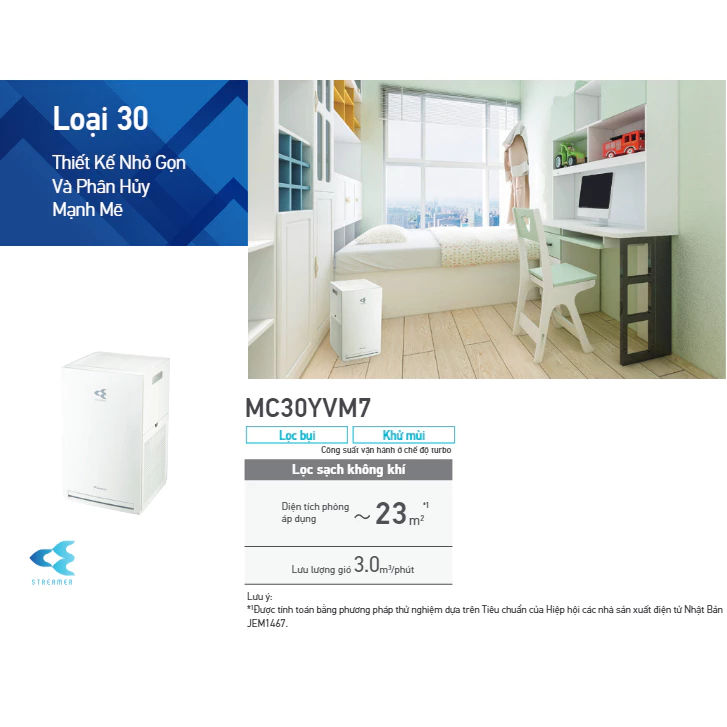 Máy lọc không khí Daikin MC30YVM7 - Diện tích sử dụng 23m2