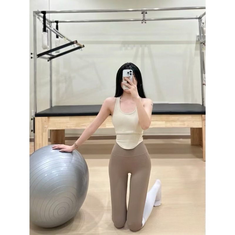 Set tập thể thao ba lỗ vạt bầu thời trang cao cấp, chất liệu vải Nuls co giãn tốt nhanh khô