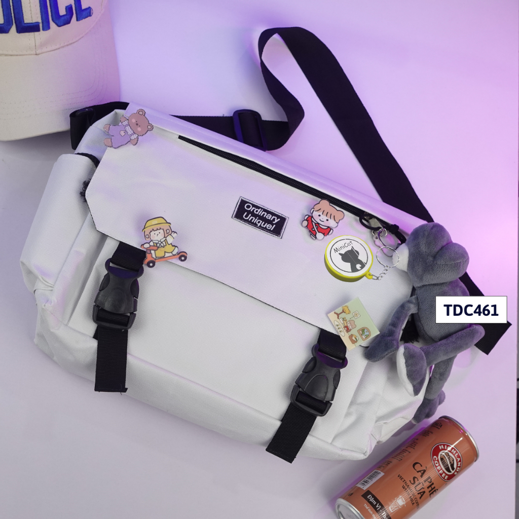 Túi đeo chéo, túi đeo vai vải canvas Hàn Quốc LOLITI TDC461 (không có móc gấu)