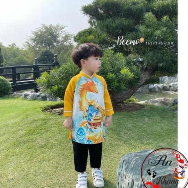 Áo dài bé trai hình rồng cao cấp chất vải TacTa từ 10kg - 30kg