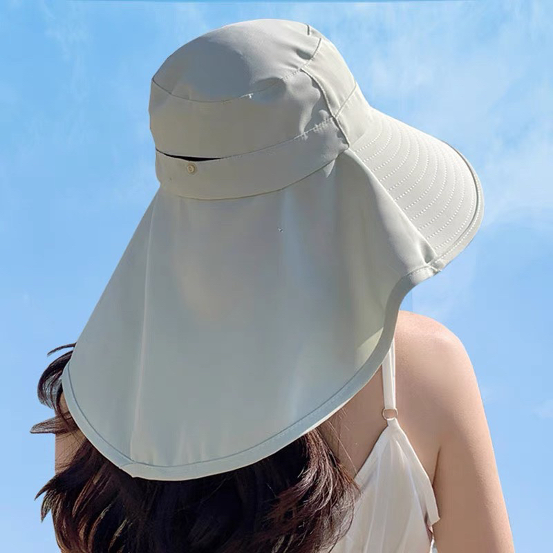 MŨ chống nắng nữ chùm gáy - Mũ ĐI NẮNG RỘNG VÀNH TRÁNH TIA UV