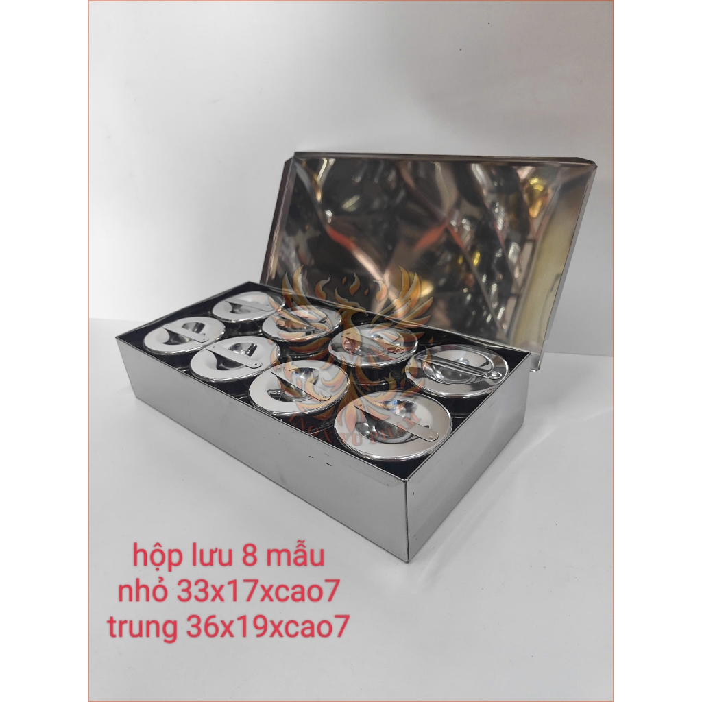 Bộ 8 hộp đựng lưu mẫu thức ăn / hủ gòn inox 304 đủ size (có khay hoặc ...