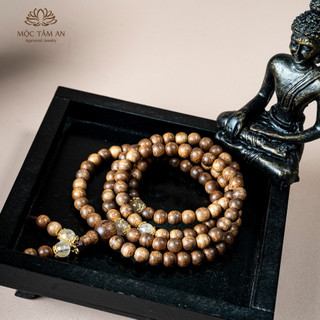 Vòng Trầm Hoàng Ngọc Mộc Tâm An 108 hạt 6mm