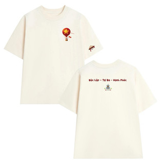 Áo thun UNISEX OVERSIZE form rộng tay lỡ in hình Khinh Khí Cầu Yêu nước chất Côttn mềm mịn