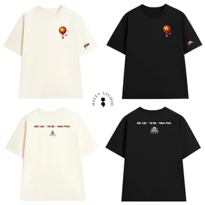 Áo thun UNISEX OVERSIZE form rộng tay lỡ in hình Khinh Khí Cầu Yêu nước chất Côttn mềm mịn