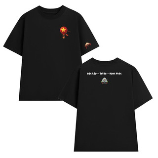 Áo thun UNISEX OVERSIZE form rộng tay lỡ in hình Khinh Khí Cầu Yêu nước chất Côttn mềm mịn