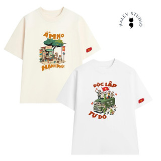 Áo thun UNISEX OVERSIZE form rộng tay lỡ Nam Nữ in hình BẢNG HIỆU XE YÊU NƯỚC chất Cotton mềm mịn