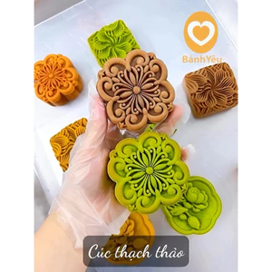 Khuôn Trung thu lò xo Cúc thạch thảo 150g - 1 mặt KH258