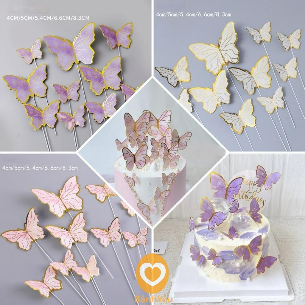Set 10 Que cắm bướm giấy trang trí bánh - SKTC