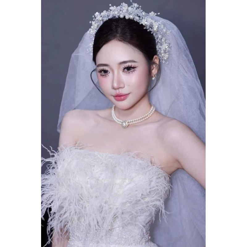 Bờm cài tóc cô dâu hạt trai MT1211