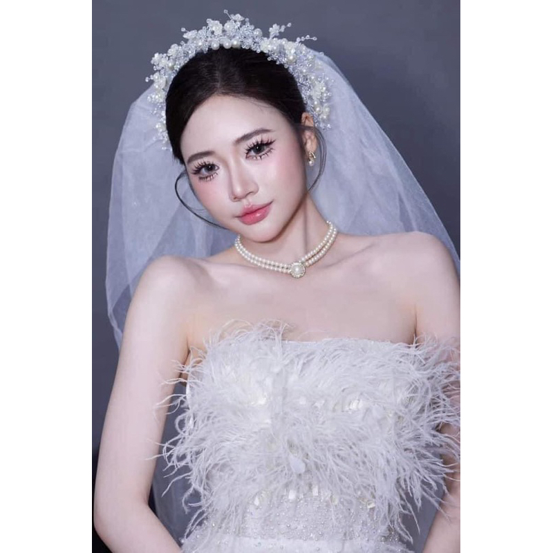 Bờm cài tóc cô dâu hạt trai MT1211