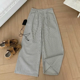 (ẢNH OLDSCHOOL) Quần sọc ống rộng kèm dây chất KATE DÀY ĐỨNG FORM Q077