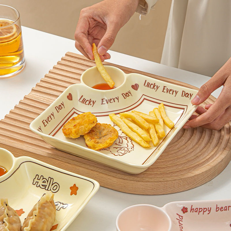 Đĩa đựng đồ ăn kèm khay chấm