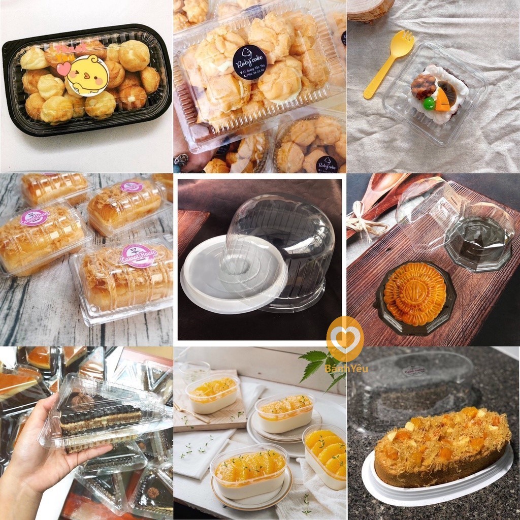 Hộp đựng bánh mì, bánh su, bông lan trứng muối, rau câu tự chọn-Bộ 10 hộp