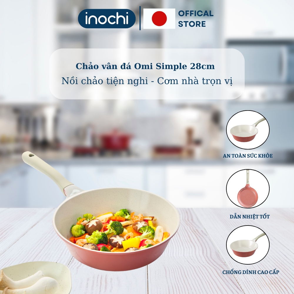 Chảo Vân Đá Inochi Omi Simple Chảo Xào Rán Chống Dính Chất Liệu Nhôm ...
