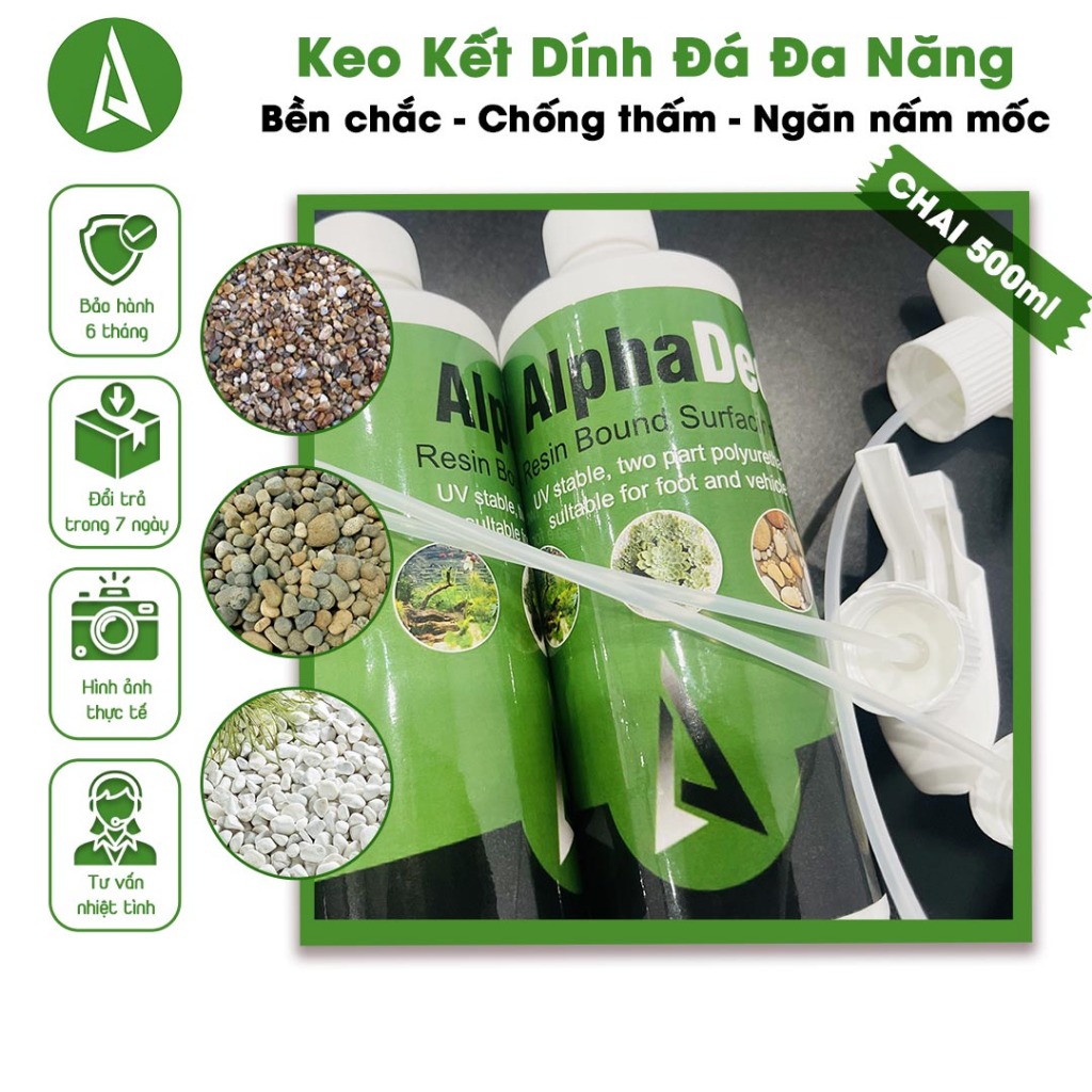 Keo dính đá sỏi Alpha Deck chai 500ml, keo dán chống thấm, keo thi công ...