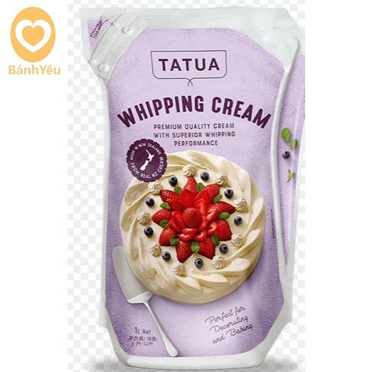 [Chỉ Giao TP.HCM] Whipping Cream Tatua bịch 1L kem sữa trang trí làm bánh - DL50