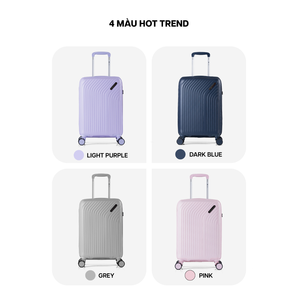 Ảnh Combo 2 Vali Kéo MIAvn Du Lịch Larita RICO - Size 20/24/28, Nhựa PP Siêu Bền, Hạn Chế Va Đập Mạnh 3