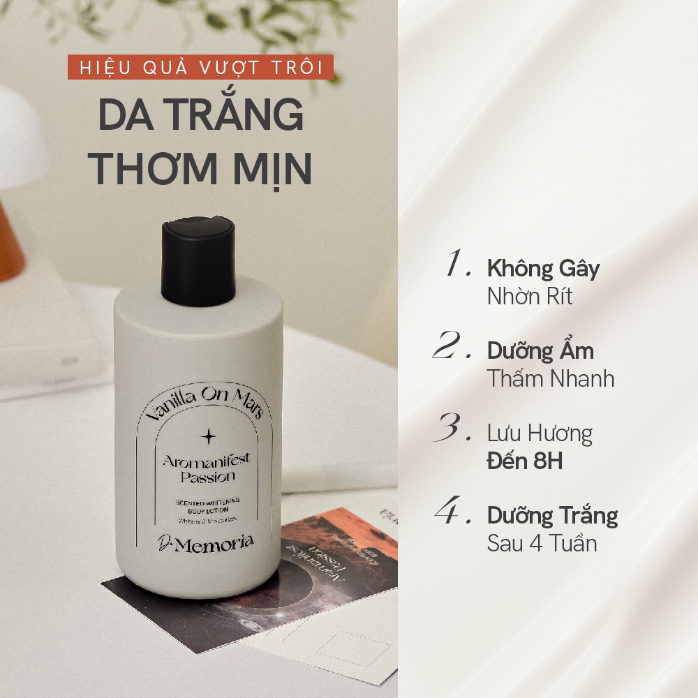 Ảnh Dưỡng Thể Trắng Da Hương Nước Hoa Thư Giãn De Memoria Scented Whitening Body Lotion 300ml 2
