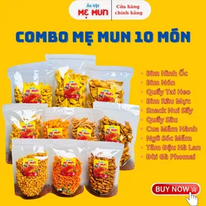 COMBO 10 MÓN ĂN VẶT MẸ MUN : Bim Hình Ốc, Bim Nón,Tai Heo,Râu Mực,Nui Sấy,Quẩy Sâu,Cua Hành, Ngô, Tăm Đậu, Đùi Gà Phomai