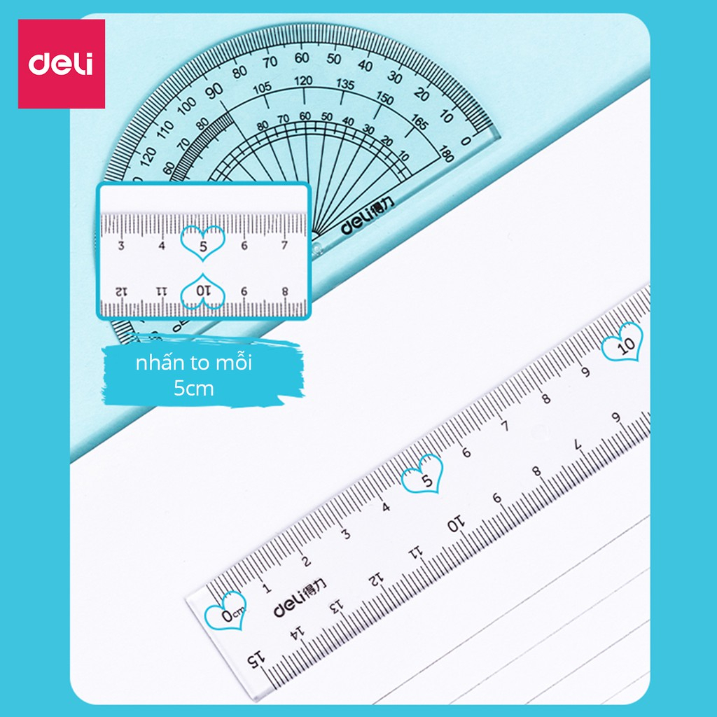 Set Eke Deli 4 Món Thước Kẻ Thước Đo Độ Cho Học Sinh Bộ Dụng Cụ Học Tập 4 Chiếc Màu Gradient Dễ Nhìn Và Đo Chính Xác