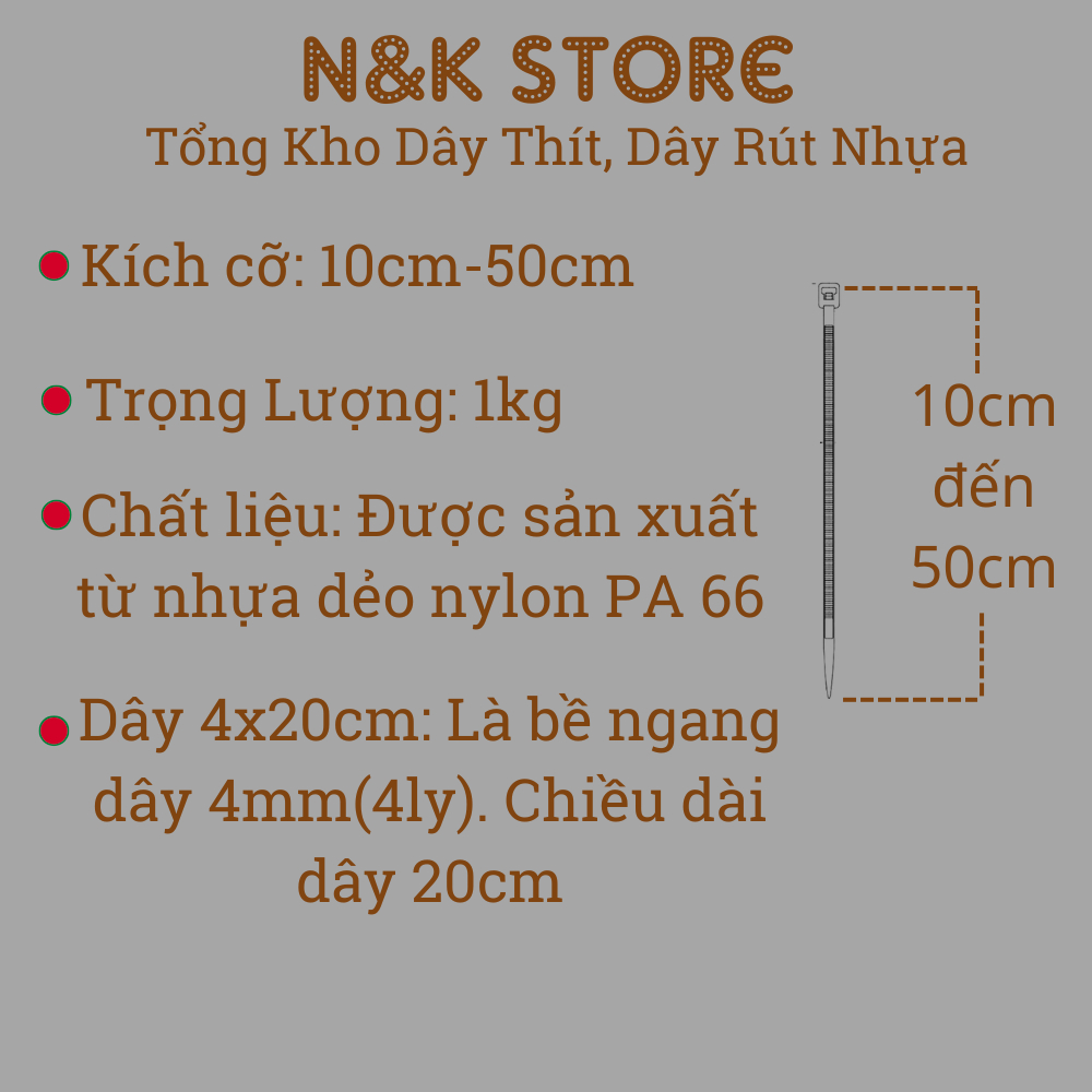 1kg dây thít nhựa chất lượng cao, 1kg dây rút nhựa đen trắng đủ size từ 10cm-50cm dẻo dai, chắc chắn