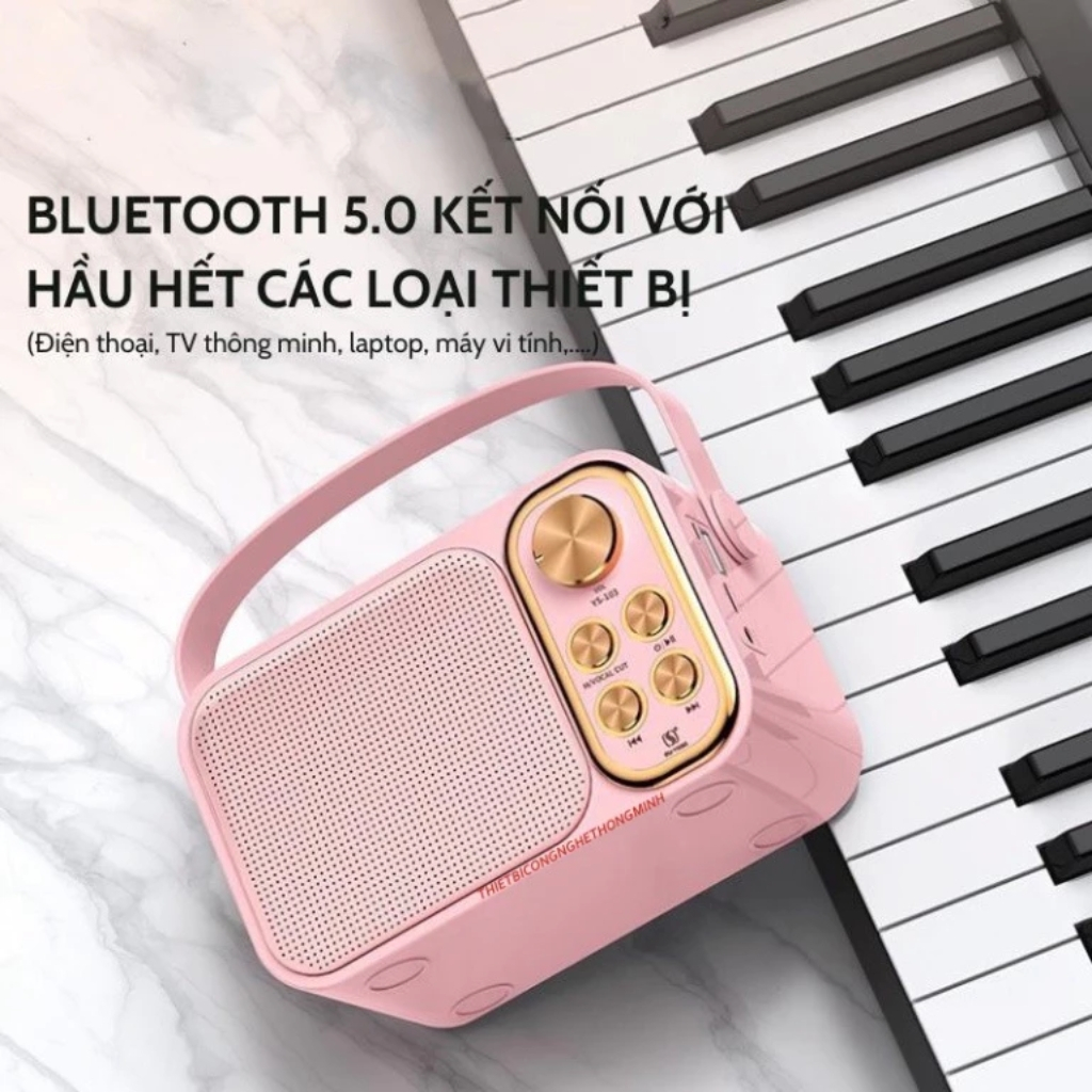 Loa Bluetooth Mini Karaoke Kèm 2 Micro YS-105 Bass Cực Mạnh, Âm Thanh Siêu Hay, Bảo Hành 2 Năm