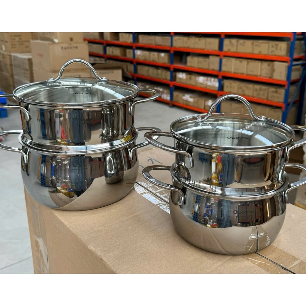 Nồi Hấp 2 Tầng Inox Cao Cấp Chockmen Dùng Được Bếp Từ Nhỏ Trung Đại