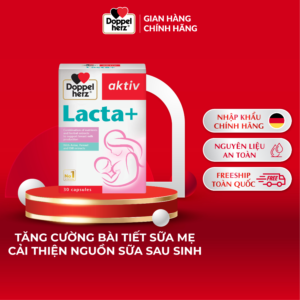Viên uống lợi sữa Doppelherz Aktiv Lacta+ hỗ trợ cải thiện nguồn sữa mẹ ...