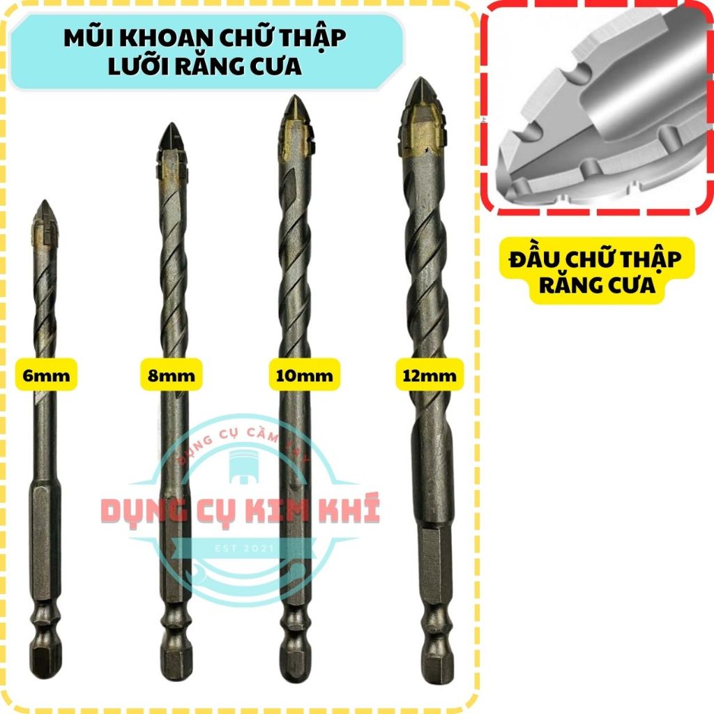 Bộ MŨI KHOAN RĂNG CƯA chữ thập siêu cứng, mũi khoan đa năng thế hệ mới ...
