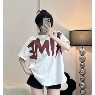 Áo Thun Nam Nữ MINH LONG in Chữ AIME, Áo Phông Form Rộng Tay Lỡ Cổ Tròn Top Women