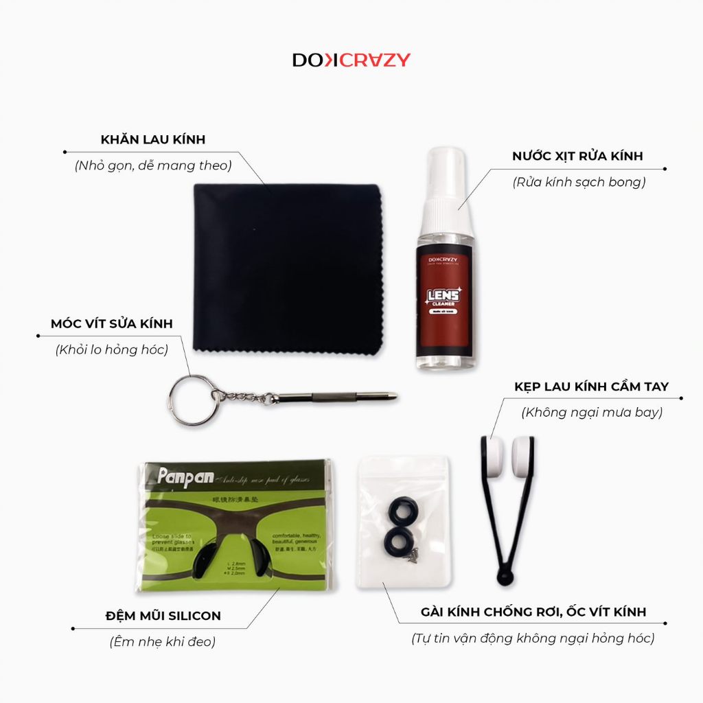 Ảnh Bộ sản phẩm phụ trợ người đeo kính DOKCRAZY DOKIT tiện lợi chống trượt, đau tai, đầy đủ, hữu ích 2