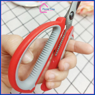 Kéo Màu Đỏ Inox Đa Năng Cán Nhựa Dụng Cụ Nhà Bếp Cắt Thực Phẩm Cao Cấp Siêu Bền - A08 - Phương Trang