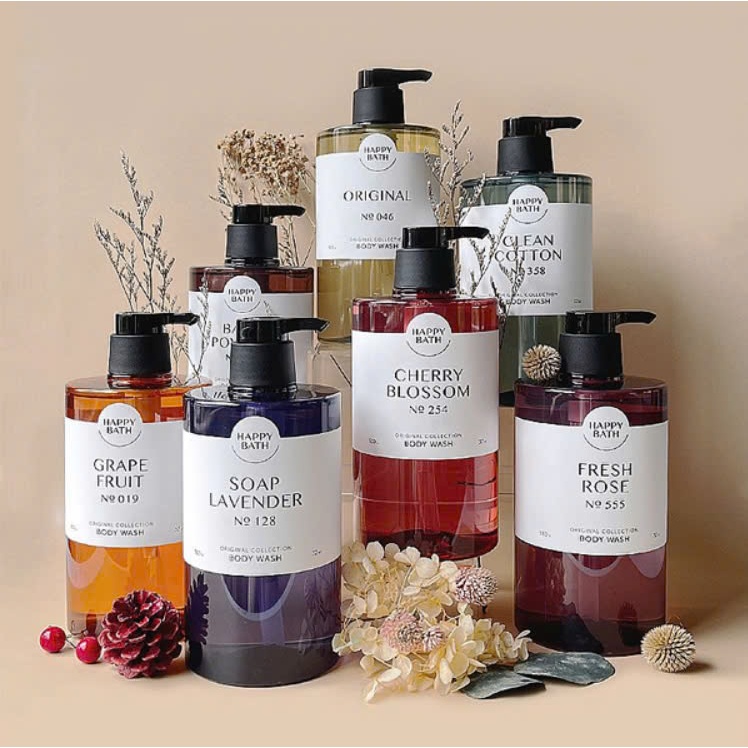 Sữa Tắm Happy Bath Hương Nước Hoa Dưỡng Trắng, Cấp Ẩm Se Khít Lỗ Chân Lông, Tẩy Da Chết Nhẹ Chai Lớn