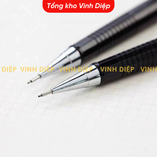 Bút chì kim bấm Deli cao cấp dùng ngòi 0.5mm, bút chì kim loại 1đầu chì kim 1đầu bi đen