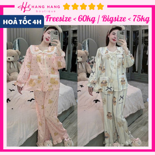 Đồ ngủ nữ pijama dài tay cổ bèo nơ túi bigsize lụa latin mịn mát 2SDD06, đồ bộ nữ đồ mặc nhà tiểu thư dễ thương