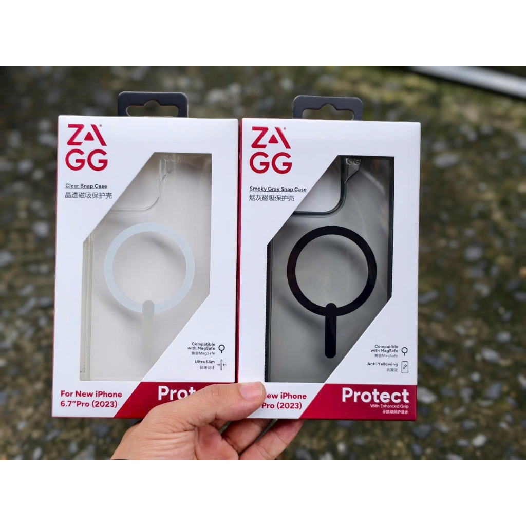 [ Chống Sốc ] Ốp Zagg Trong và Xám Tích Hợp Sạc Không Dây cho iP 16 Pro Max/ 16 Pro/ 15/14/13 Series