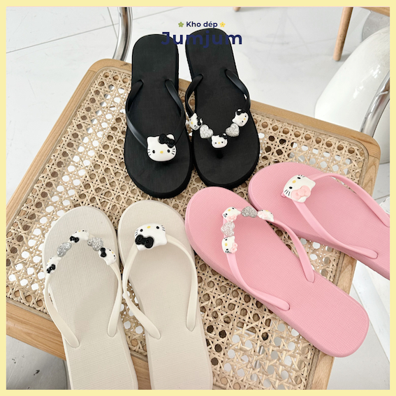 [ JJKEP3K ] Dép xỏ ngón kity thời trang nữ xinh cao su déo dày 1.5 cm êm chân kháng nước chống trượt
