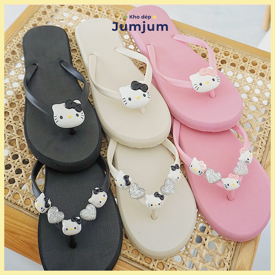 [ JJKEP3K ] Dép xỏ ngón kity thời trang nữ xinh cao su déo dày 1.5 cm êm chân kháng nước chống trượt
