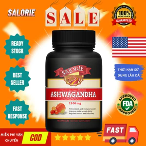 Ashwagandha, 2100mg, giảm đau, giảm căng thẳng, cải thiện chất lượng giấc ngủ,