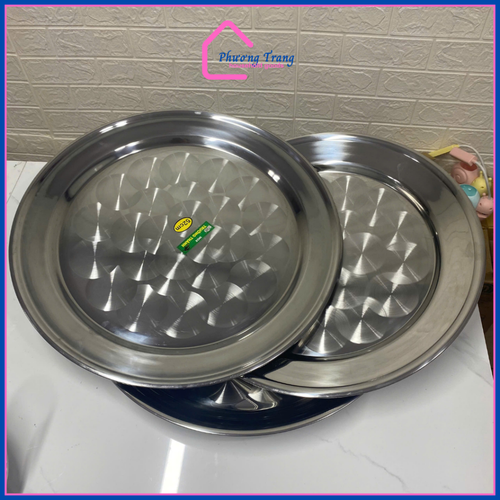 Mâm tròn inox, mâm inox tròn sâu 304 đủ loại 48cm, 52cm - Phương Trang ...