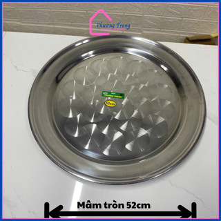 Mâm tròn inox, mâm inox tròn sâu 304 đủ loại 48cm, 52cm - Phương Trang