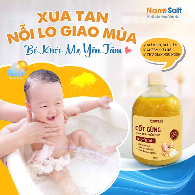 Cốt Gừng Trang Muối Nanosalt tắm cho bé và cho carr gia đình