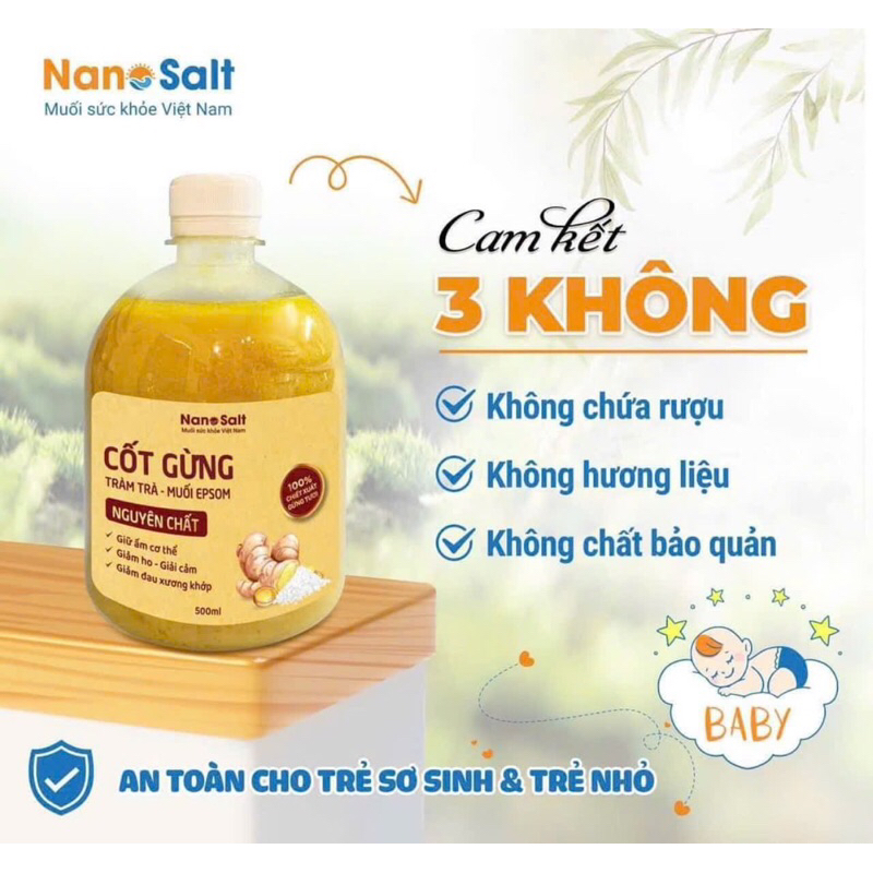 Cốt Gừng Trang Muối Nanosalt tắm cho bé và cho carr gia đình
