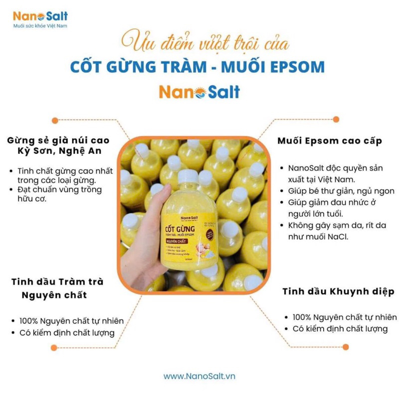 Cốt Gừng Trang Muối Nanosalt tắm cho bé và cho carr gia đình