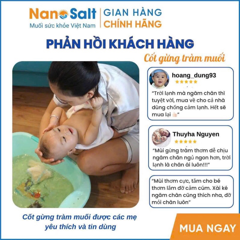 Cốt Gừng Trang Muối Nanosalt tắm cho bé và cho carr gia đình