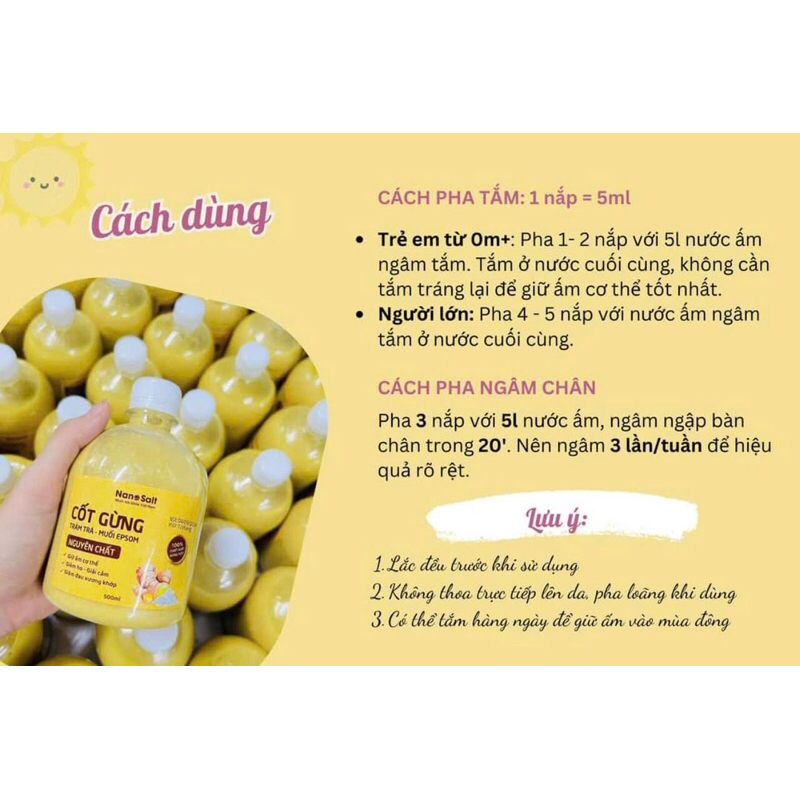 Cốt Gừng Trang Muối Nanosalt tắm cho bé và cho carr gia đình
